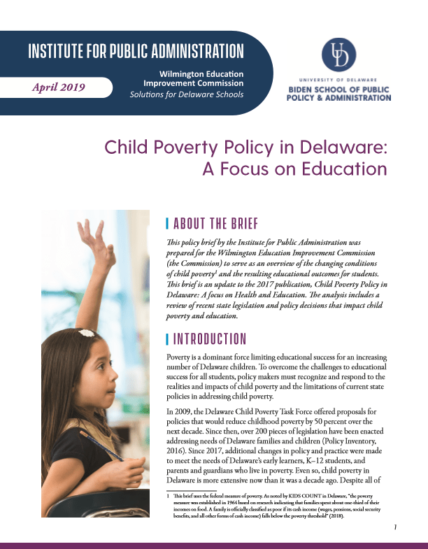 Cover of Child Poverty Brief 2019